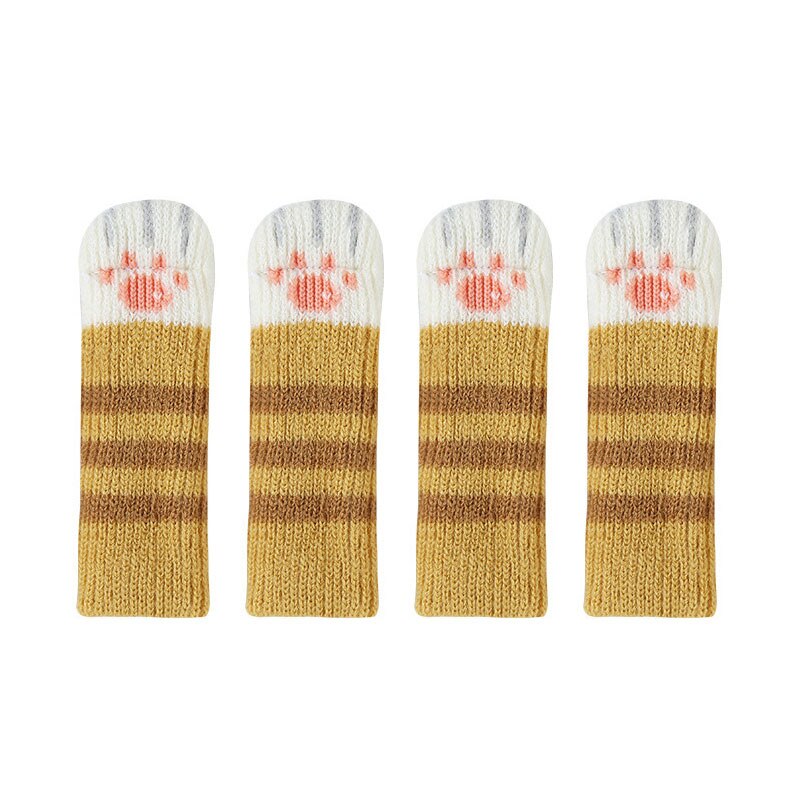 4 Stuks Gebreide Kat Poot Tafel Voet Sokken Stoel Been Covers Floor Protectors Antislip Breien Sok Voor Meubels cartoon Home Decor