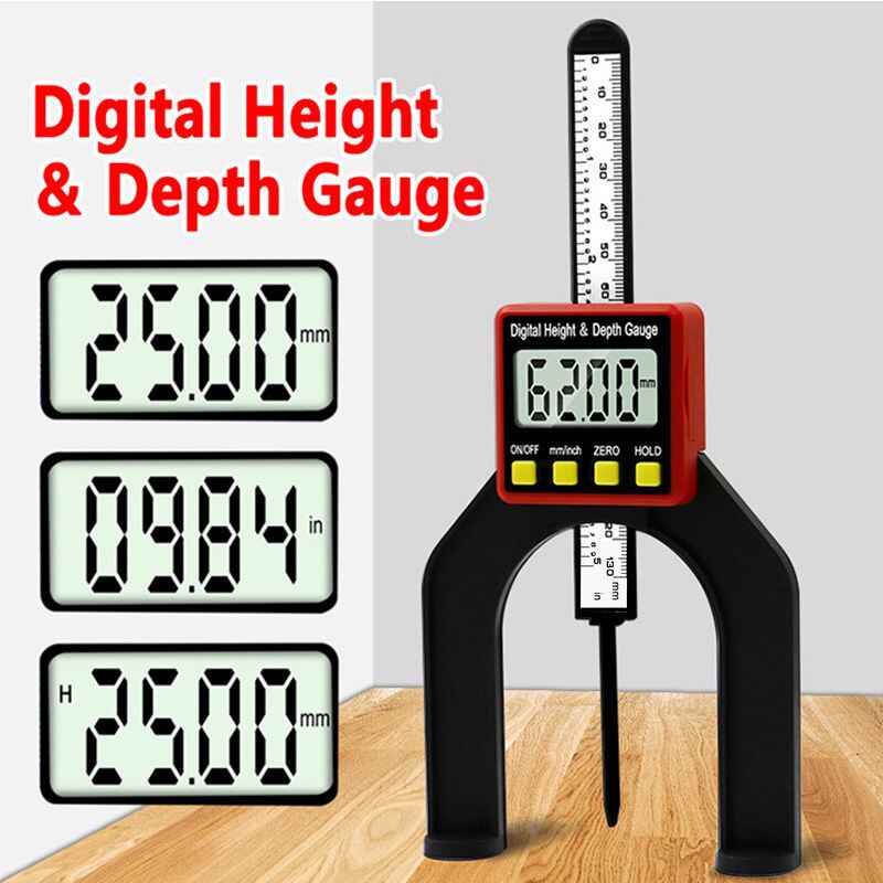3piece Set Digital Caliper Level and Angle Ruler Height Ruler Depth Ruler Multi-function Measuring Tool Woodworking Tool: 1pcs depth gauge