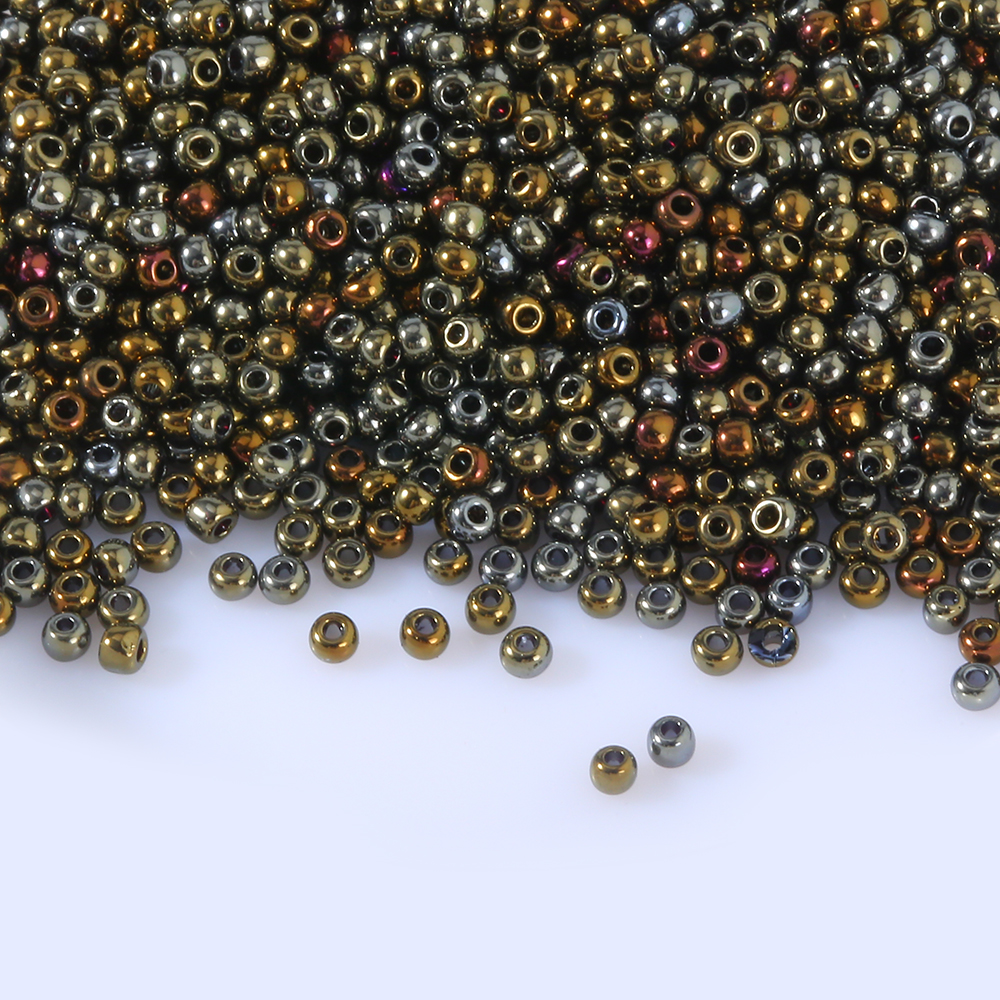 Cuentas de vidrio metálicas de 2mm, 11/0, espaciador redondo checo brillante, cuentas de semilla de corneta de cristal para fabricación de joyas, collar, pulsera, accesorios Diy