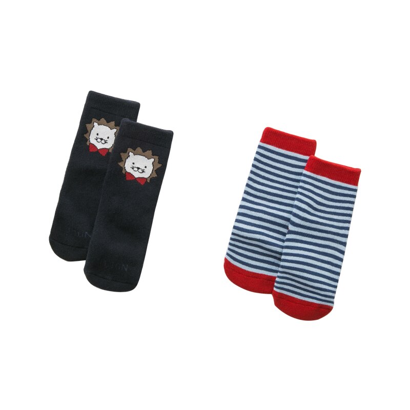 DB11951 dave bella herfst winter baby boy print sok kinderen leuke sokken 2 stuks: lion blue striped / 4-6T
