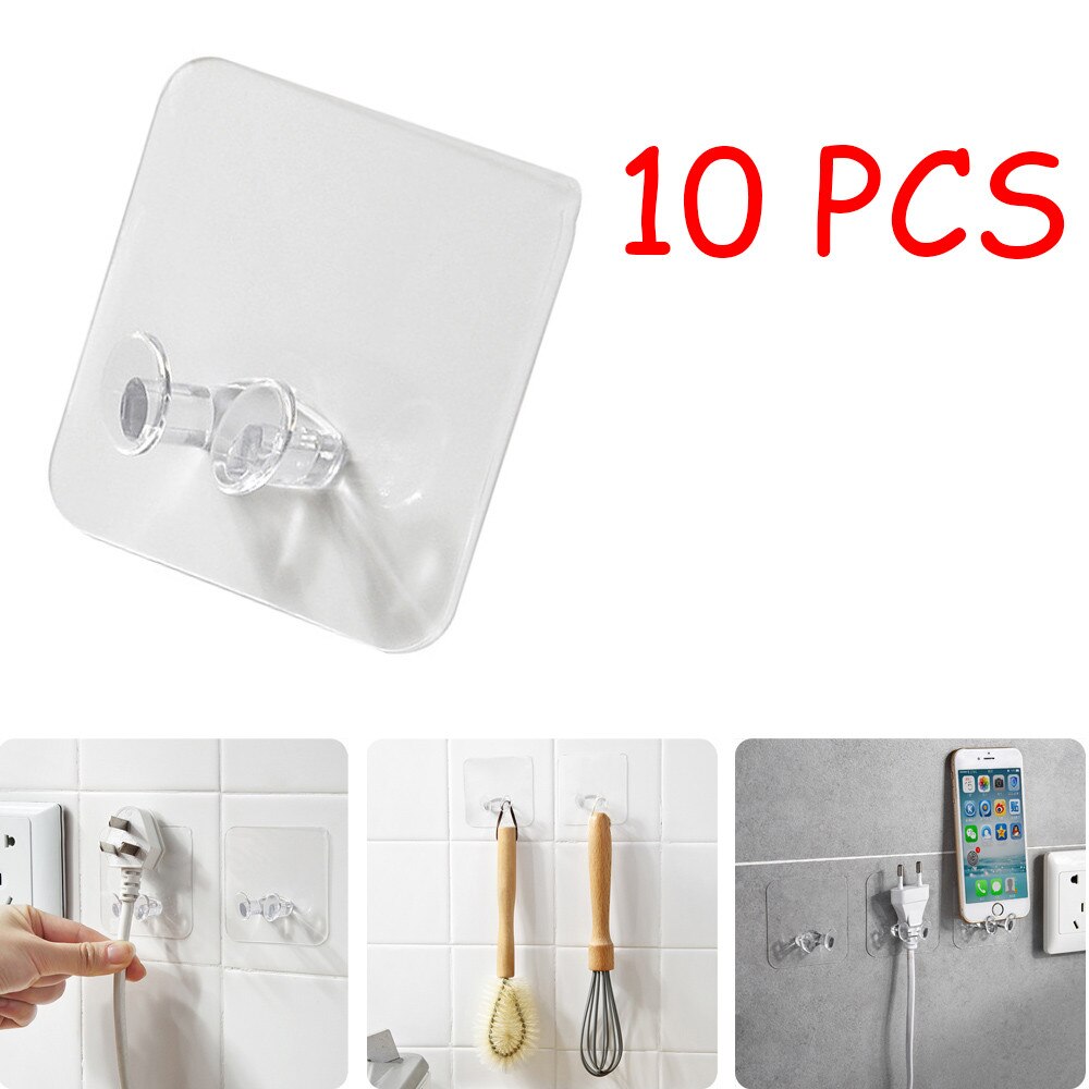 10pc Wall Storage Hook Power Plug Socket Holder Wall Adhesive Hanger Home Office Socket Holder Hanger Wall Storage Hook