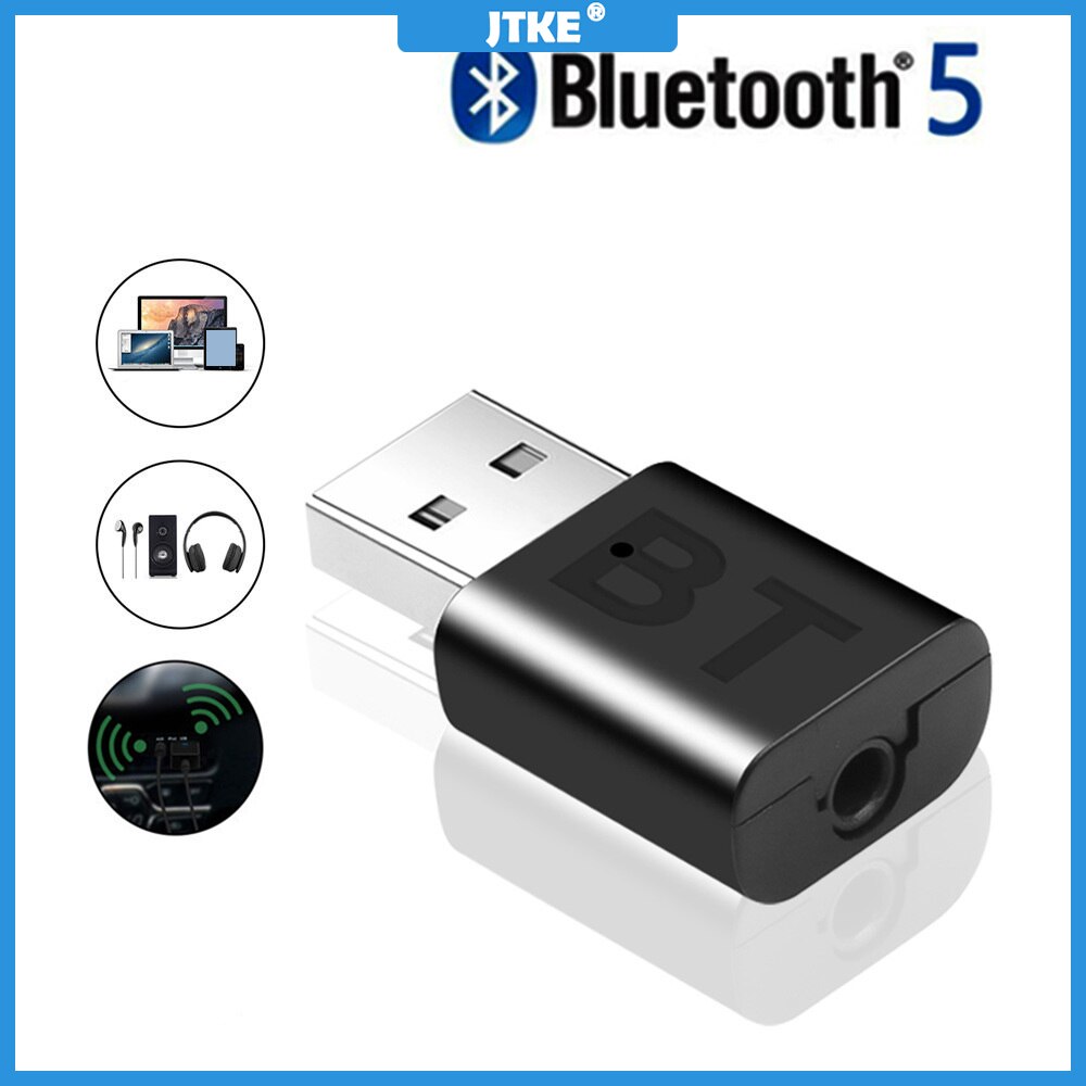 Mini Usb Adapter Draadloze Bluetooth A2DP 3.5Mm Usb Handsfree Home Auto Kit Aux Audio Stereo Muziek Ontvanger V5.0 Voor android Ios