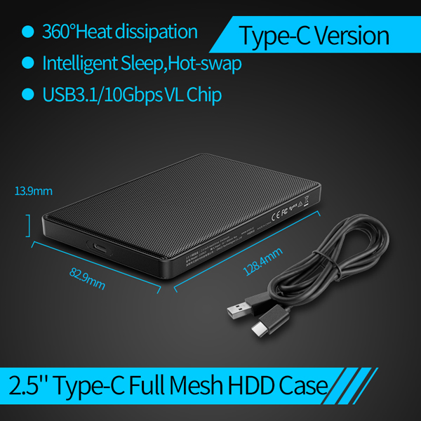 ORICO 2,5 pulgadas SATA a USB 3,1 3,0 tipo C HDD SSD caso 2 4 TB Disco Duro caja de disco duro HDD externo recinto para Samsung Seagate SSD: 2169C3