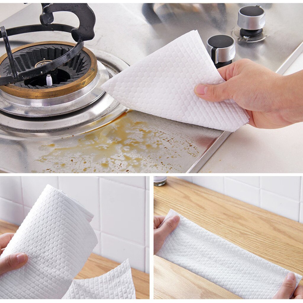 Toallitas desechables de textil no tejido para toallas de papel de cocina húmedas y secas para el hogar, oficina, escuela, toalla de papel, herramienta de limpieza para Cocina