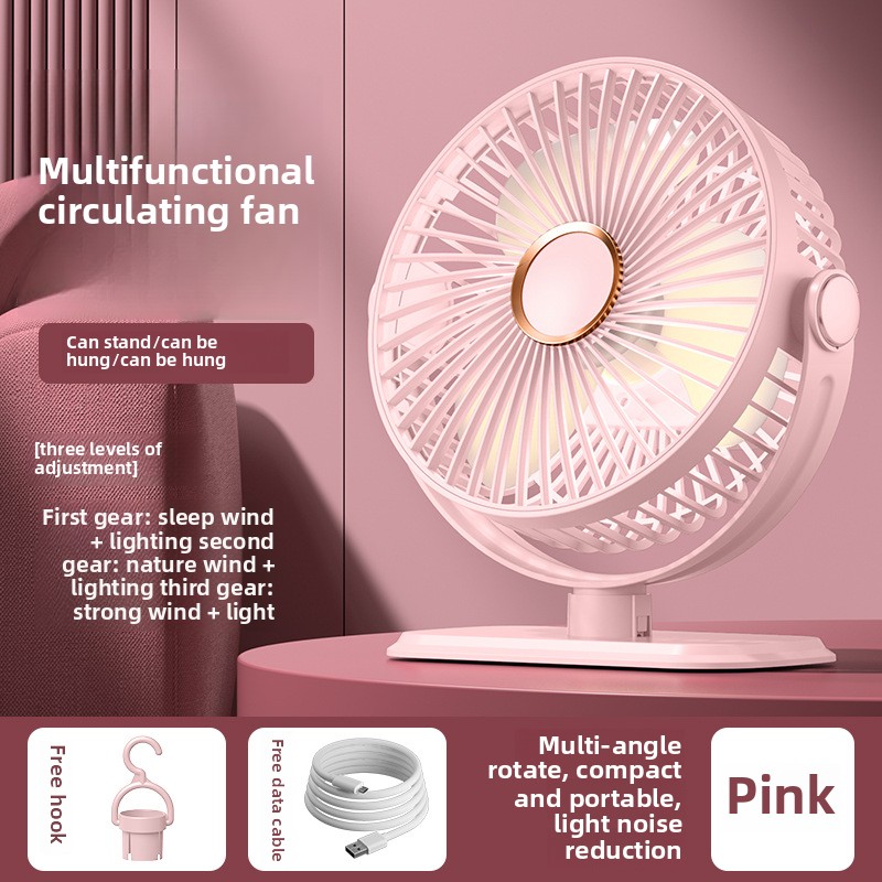 Ultra Quiet USB Small Desk Fan 90° Tilt Portable Wall Fan 4 Speeds Personal Cooling Fan for Office Home Travel Battery Operated: Pink