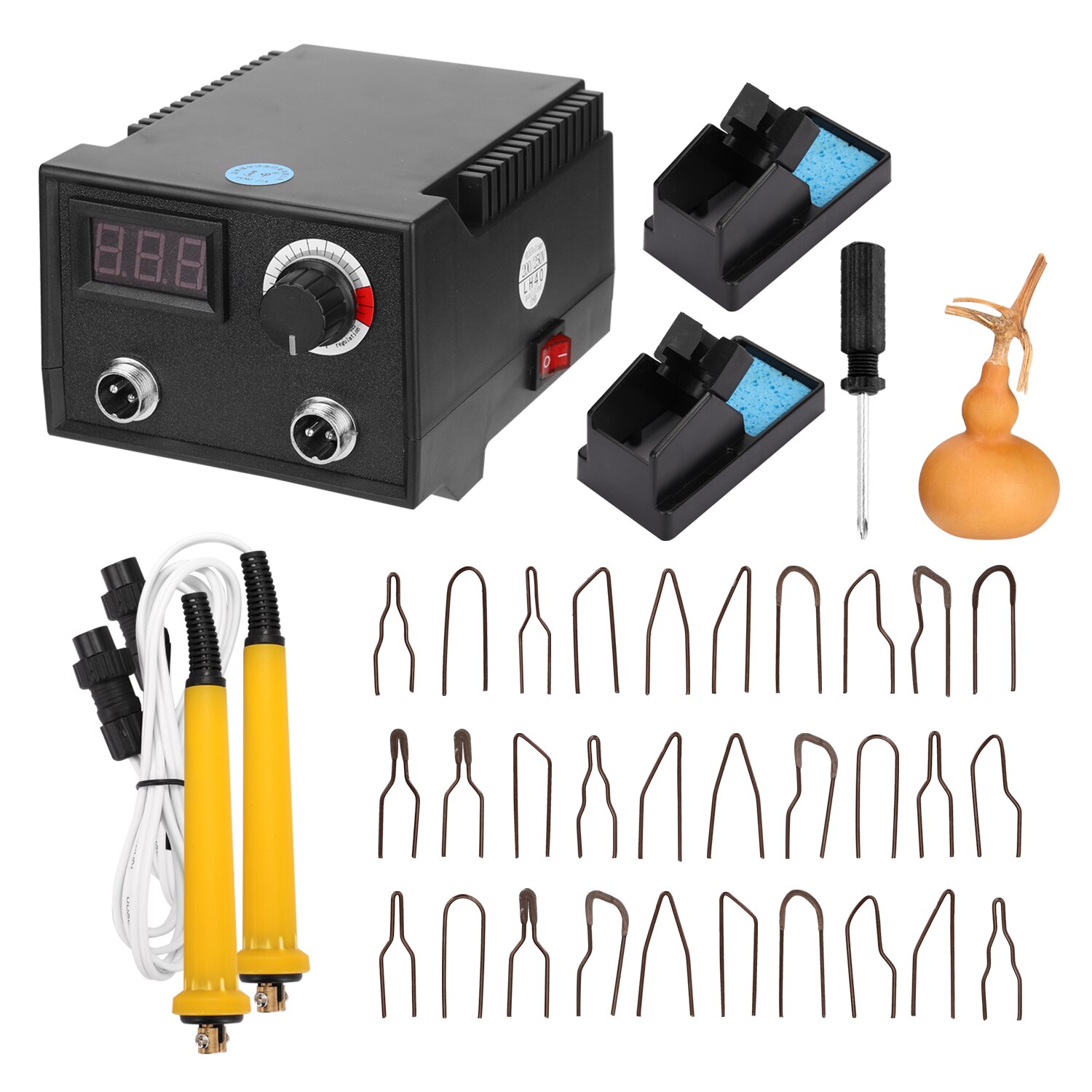 100W Multifunctional Electric Gourd Wooden Pyrography Machine Temperature adjust with 30 Heating Pen Heads Double Hole Soldering