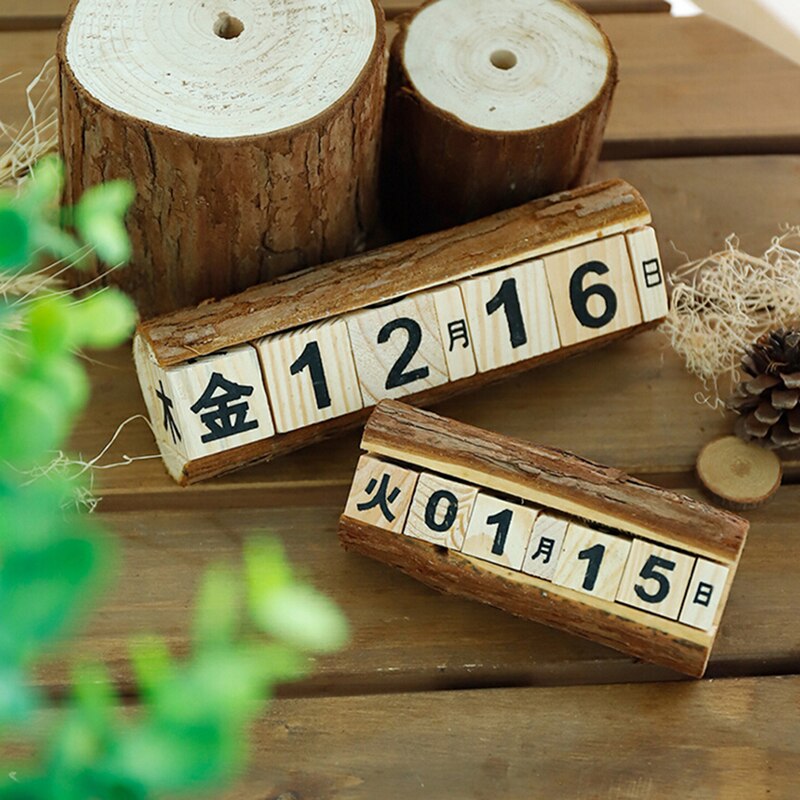 1 stk manuel massivt træ lille kalender nedtælling kalender desktop dekoration træ håndværk ornamenter til boligindretning