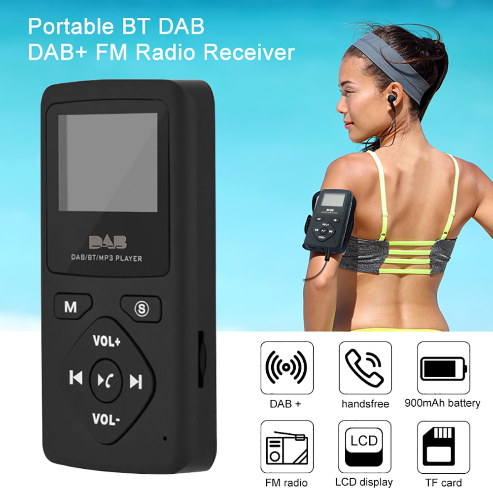 Draagbare Bluetooth DAB DAB + FM Radio Ontvanger met Oortelefoon 1.8 Inch Lcd-scherm Bluetooth MP3 speler Beroep FM Stereo radio