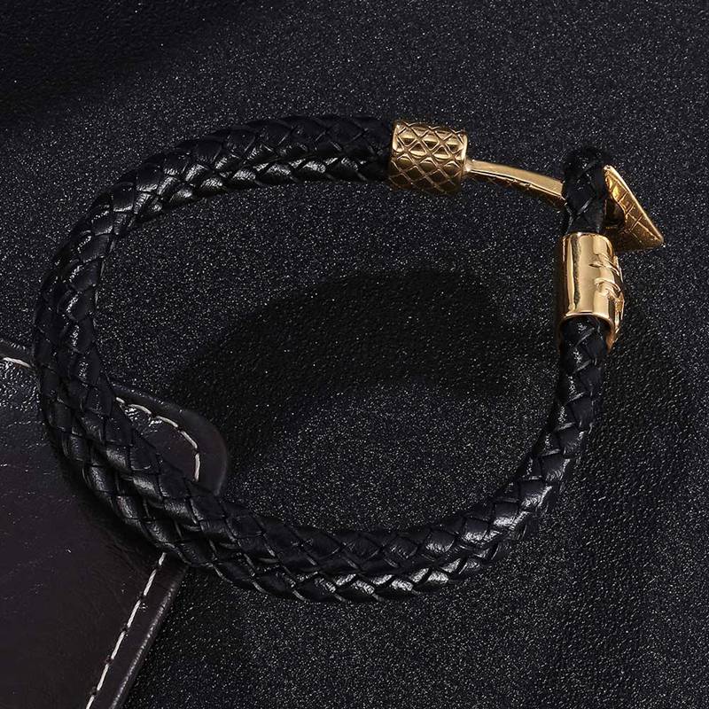 Trendy herre smykker sorte dobbeltlags flettet #39 armbånd rustfrit stål anker håndlavede armbånd armbånd  sp0759