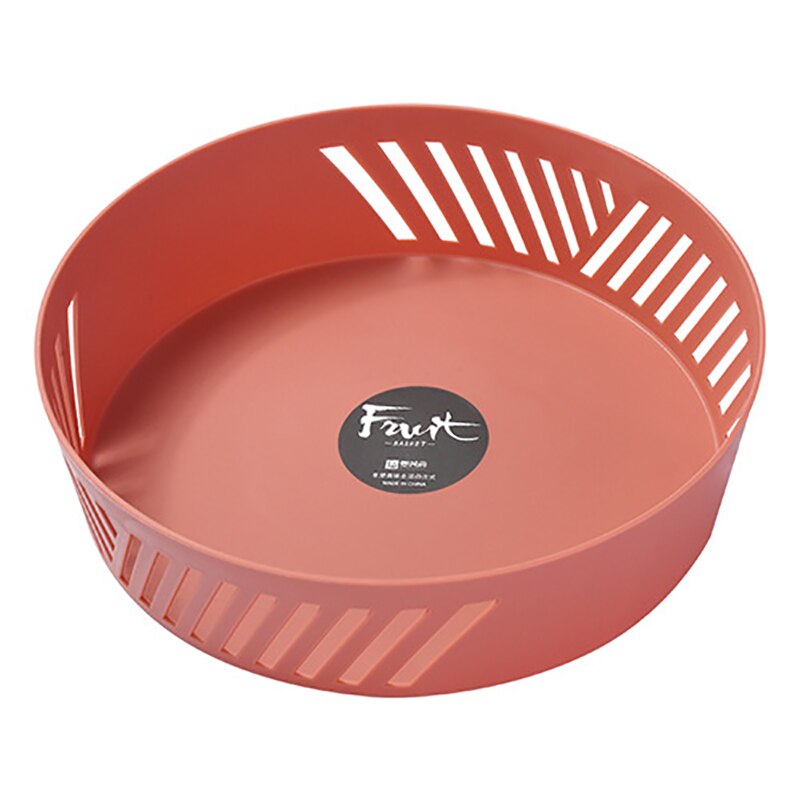 Fruit Candy Snack Storage Tray Kitchen Fruit Vegetable Storage Hollow Drain Basket Plastic Fruit Trays Plate Kitchen Organizer: Round red