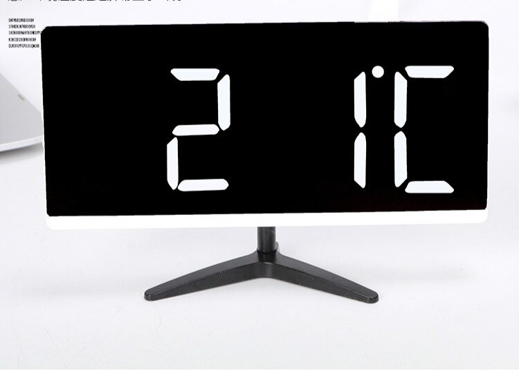 LED Digital large number display Temperature Alarm Clock Electronic nixie clock usb charge Mirror watch of Home Decoration