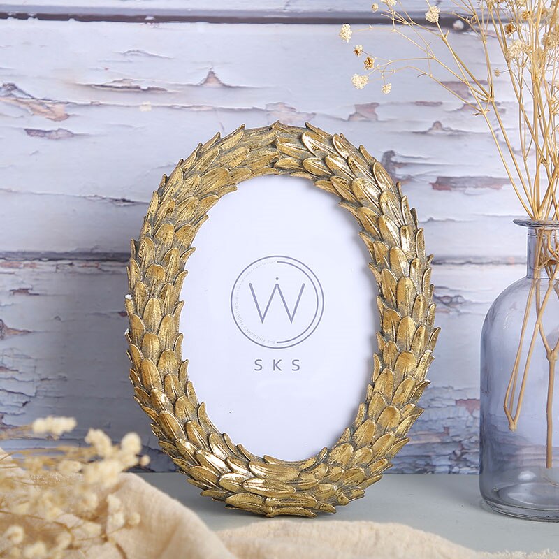 6 Inch Golden Silver Oval Photo Frame Resin Home Table Pendant Decoration Modern Simple Portrait Picture Frame