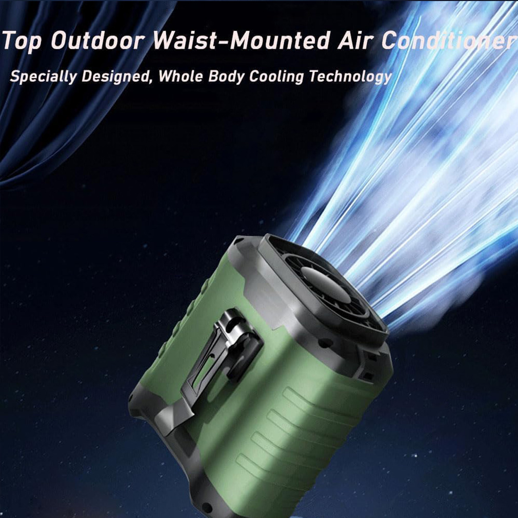 Portable Waist Fan with 10000mAh Power Bank LED Lighting Hanging Neck Fan 5 Speed USB Fan Clip Cooling Fan for Outdoor Working