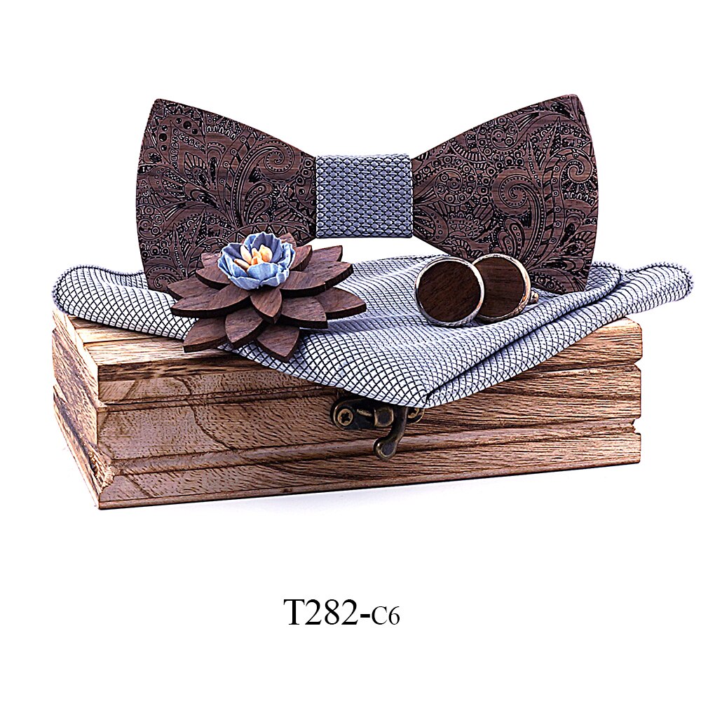 XueXian Pre-Tied Houndstooth Plaid Tweed Checkered Bowtie for Men, Grey