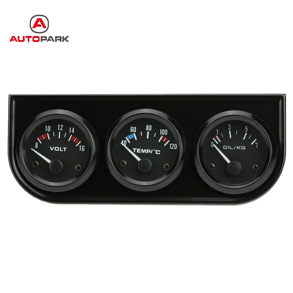 Auto Stijl 52mm Elektronische Triple Gauge Kit Olie Druk Water Temperatuurmeter Voltmeter 3 in 1 Auto Motorfiets Meter