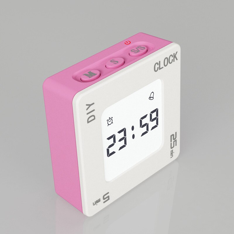Digital Timer Shaking Digital Alarm Minute Time Manage Device Meeting Kitchen Timer DIY Multifunction Daily Clocks: Pink Digital Timer