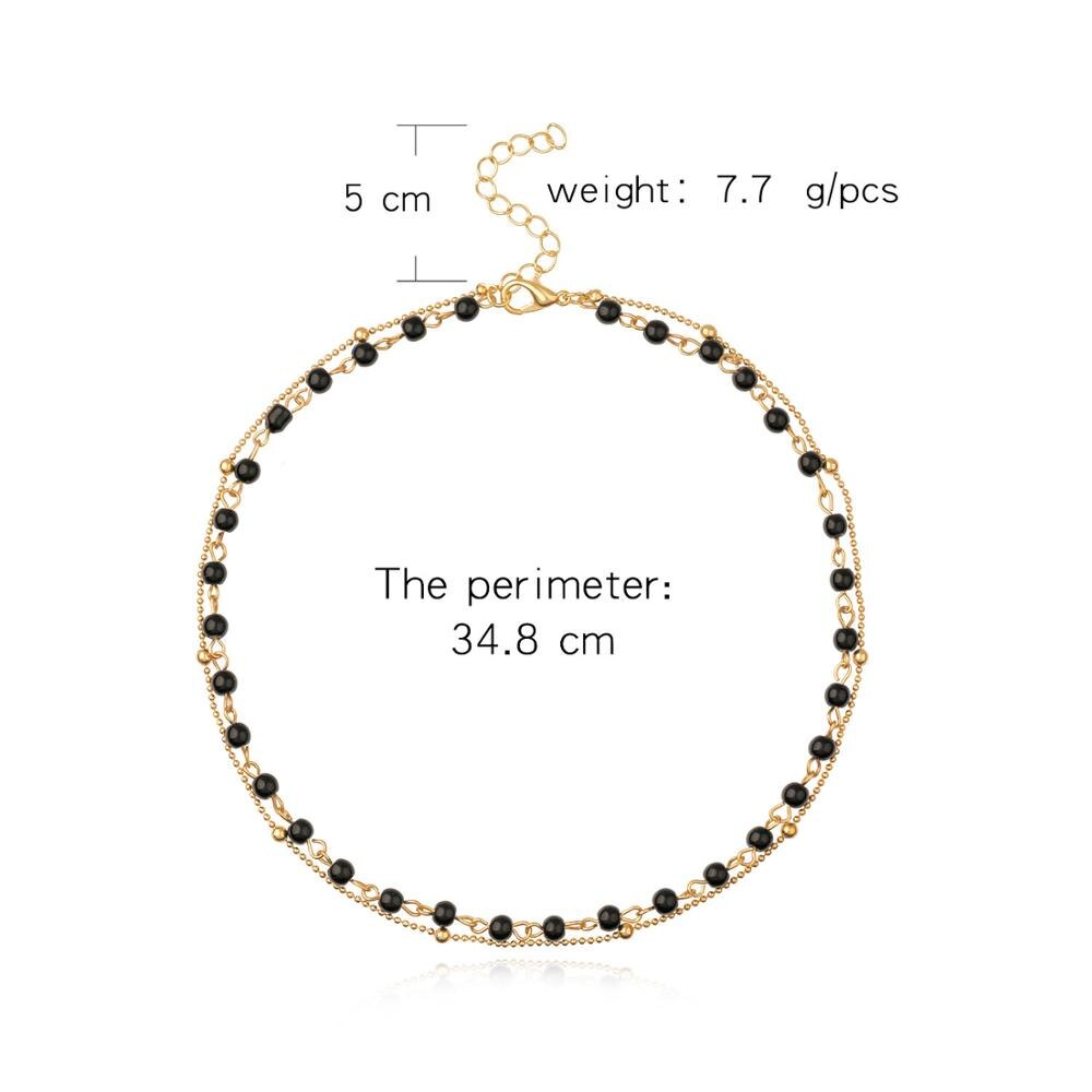 Double Layer Choker Necklace For Women Black and White Bead Chain Necklace Collier Femme Jewelry