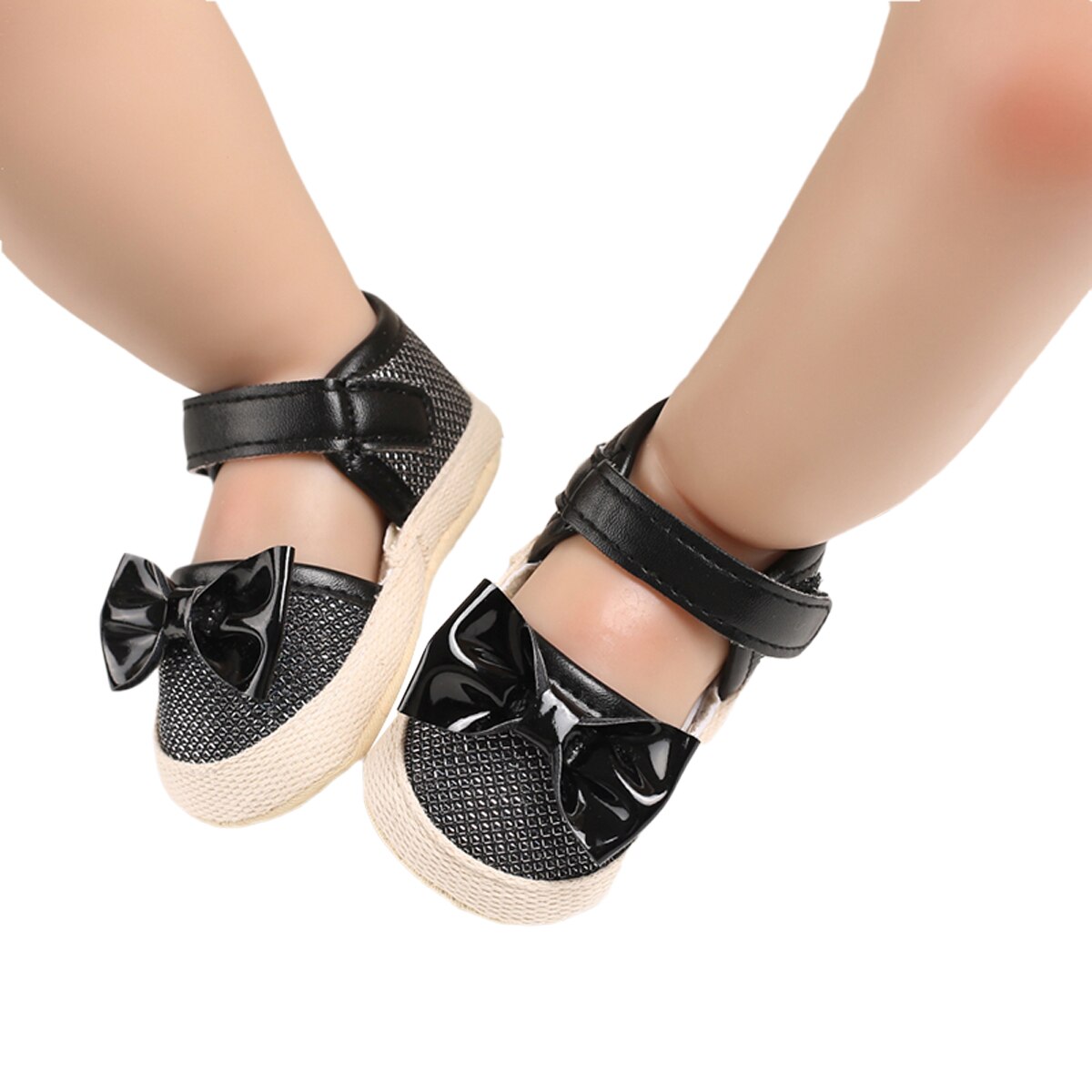 enfant en bas âge bébé fille berceau chaussures PU nœud semelle souple chaussures princesse bébé fille anti-dérapant bébé chaussures -né 0-18M