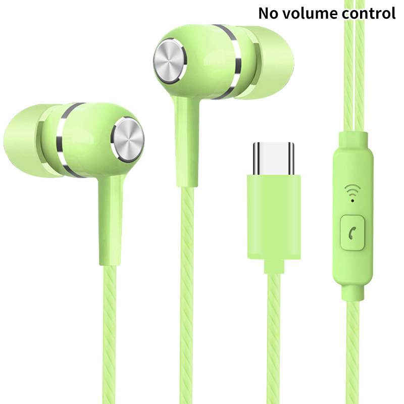 Mobile Phone Wired Headphones In-ear Simple With Mic TYPE-C Silicone Ear Tips Business Wired Headset Heavy Bass Music Earphone: GRAY
