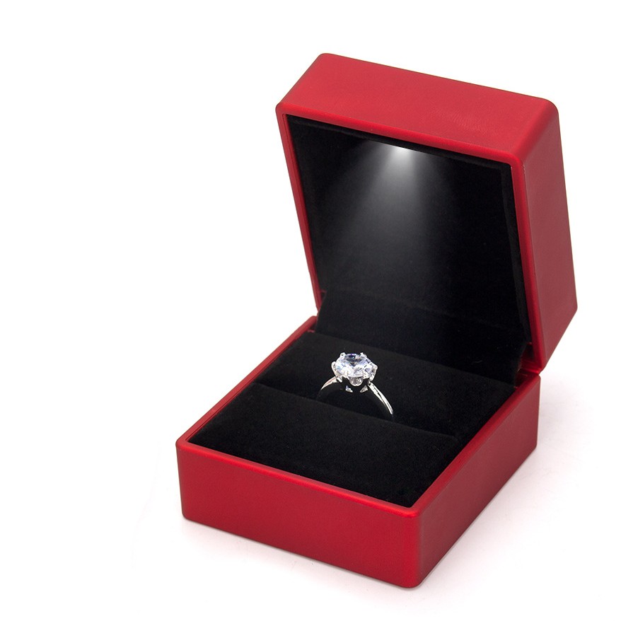 LED Jewelry Box for Ring Necklace Engagement Ring Display Case Packaging Showcase Boxes with Light Storage Cases