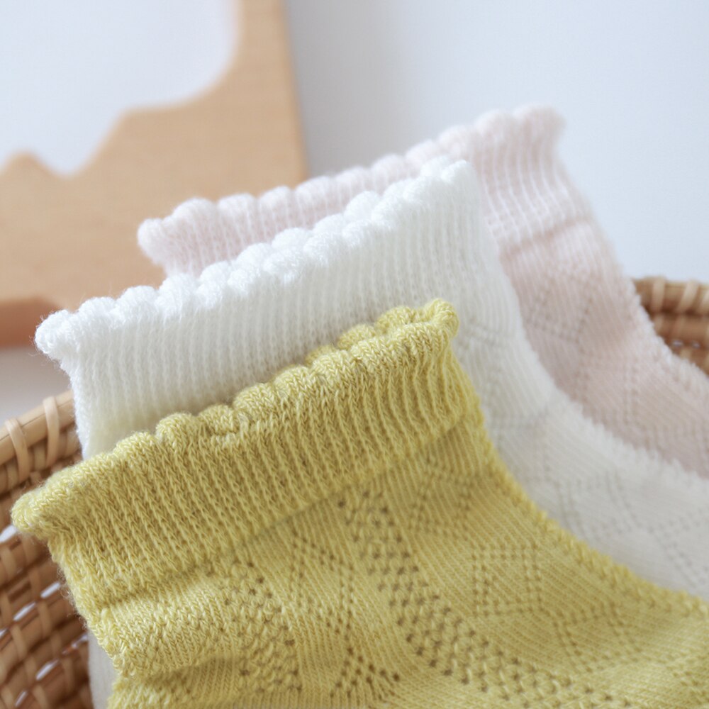 5 Paare/los Baby Socken Sommer Frühling Dünne Gittergewebe Baumwolle freundlicher Socken SchöNe Mädchen Spitze Socken Bunte freundlicher Socken