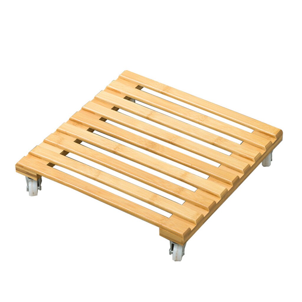 Plant Stand Bamboe Beweegbare Plant Pot Trolley Lade Vierkante Universele Wiel Ingemaakte Chassis Base Vaas Bamboe Lade 2.19: S
