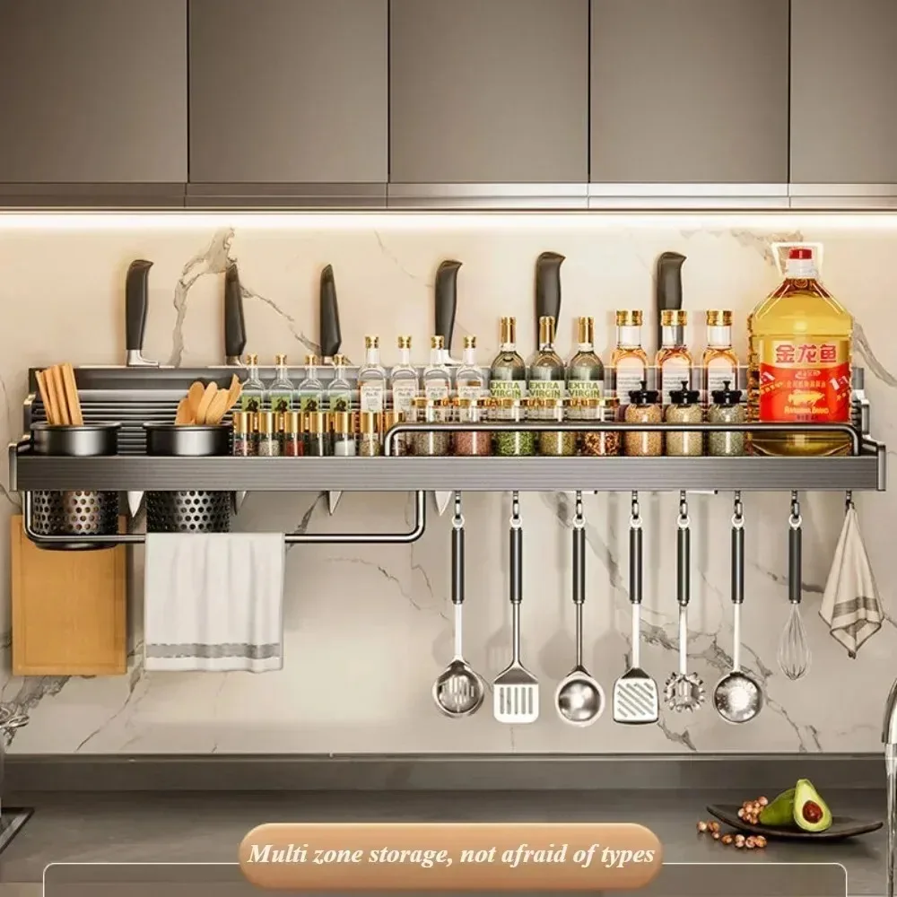 Horizontal Utensil Storage Rack Kitchen Utensil Storage Rack - Wall Mounted - Meta... – Grandado