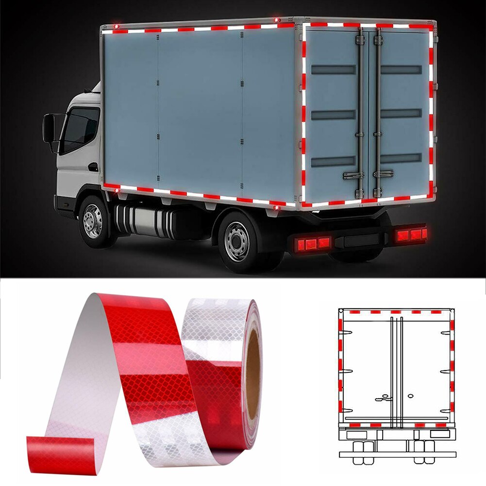 Car Reflective Strip Truck Trailer Reflective Tape Sticker Warning Strip Sign Night Driving Safety Red White Reflective Strips