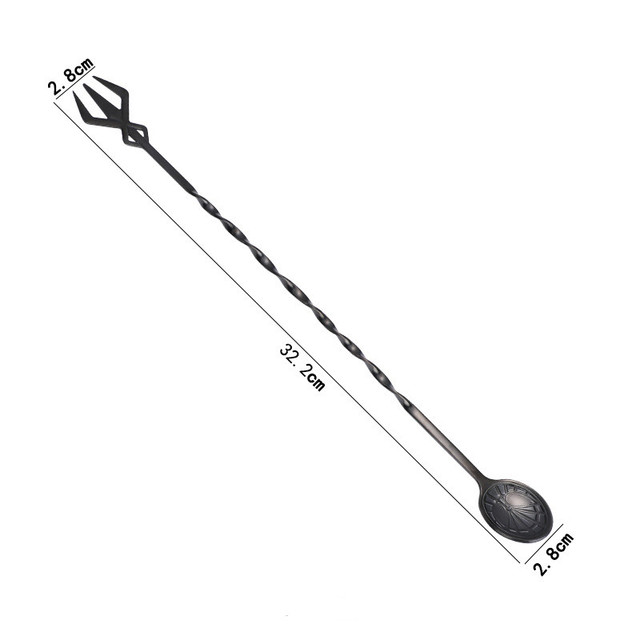 Stainless Steel Mixing Stirring Spoon Long Handle Double Head Spoon Dessert Spoon Coffee Scoop Drinks Cocktails Stirring Sticks: Black