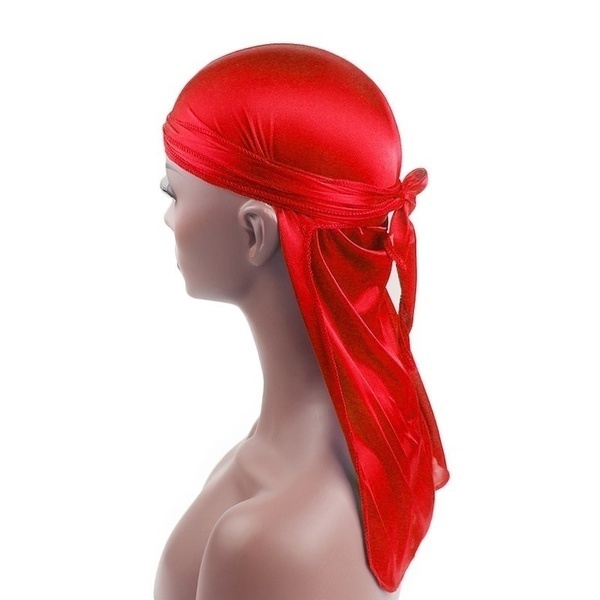 Silkeagtig pirat hat til mænd kvinder hovedbeklædning tørklæde blød kasket til hår hip hop kasket masse silke kasketter: Rød