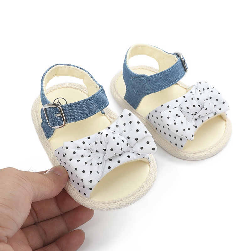 Småbarn baby jenter sløyfe polka prikkede sandaler fest prinsessesandaler sommer strandsko spedbarn baby jente sko