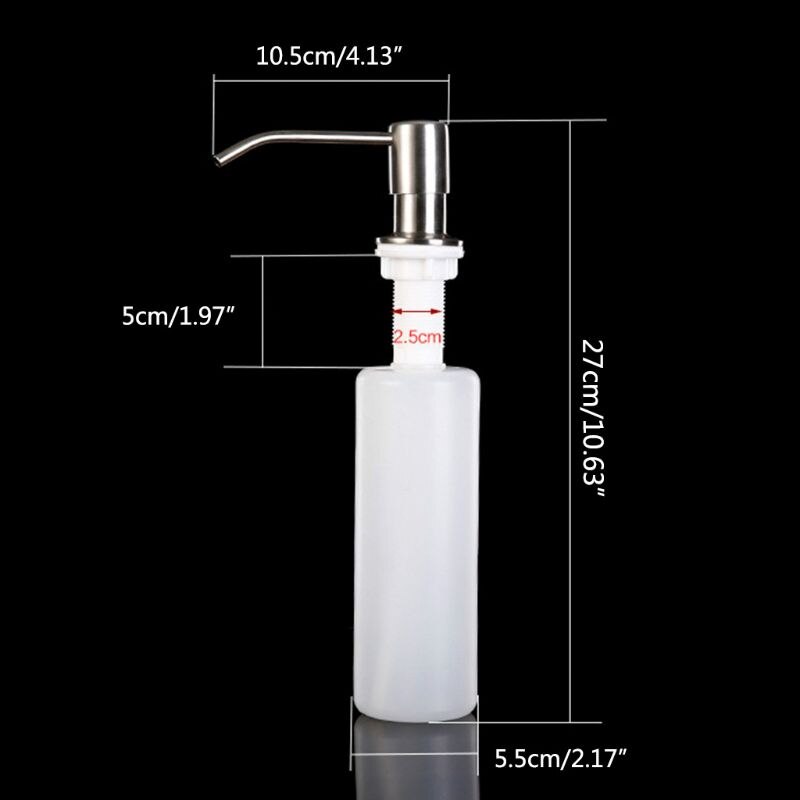 1Set 300ML Capacity Bottle Liquid Soap Dispenser Stainless Steel Deck Mounted Kitchen Dish Soap Dispensers Hand Sink