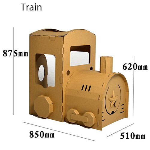 Bambini FAI DA TE Graffiti Cartone Giocattolo Carta Ondulata 3D Di Puzzle Colorazione Assemblato Modello Kid Fatti A Mano Casa di Carta Giocattolo Educativo: Train