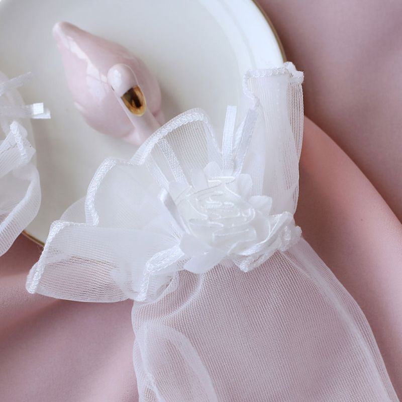 Brudekjoler tilbehør tynde mesh blomster med fingre korte handsker glamour dame fest rollespil handske snor