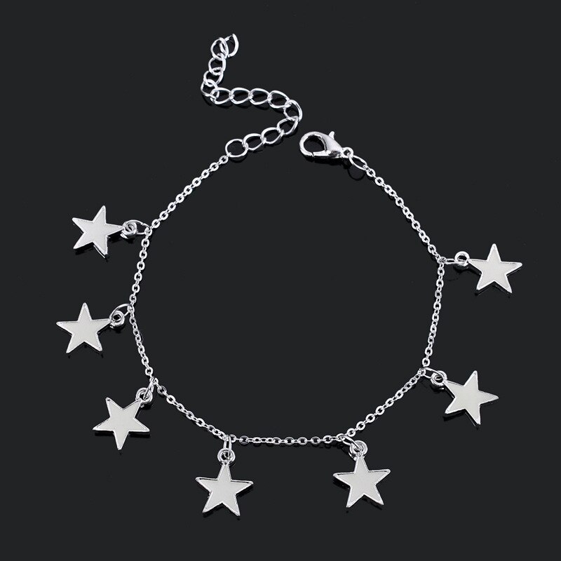 Pentagramm Nachtleuchtende Silbrig Charme Armband Fluoreszenz Fußkettchen Trendy Nette Romantische Kette Blau Stern Armbänder Legierung Armbänder