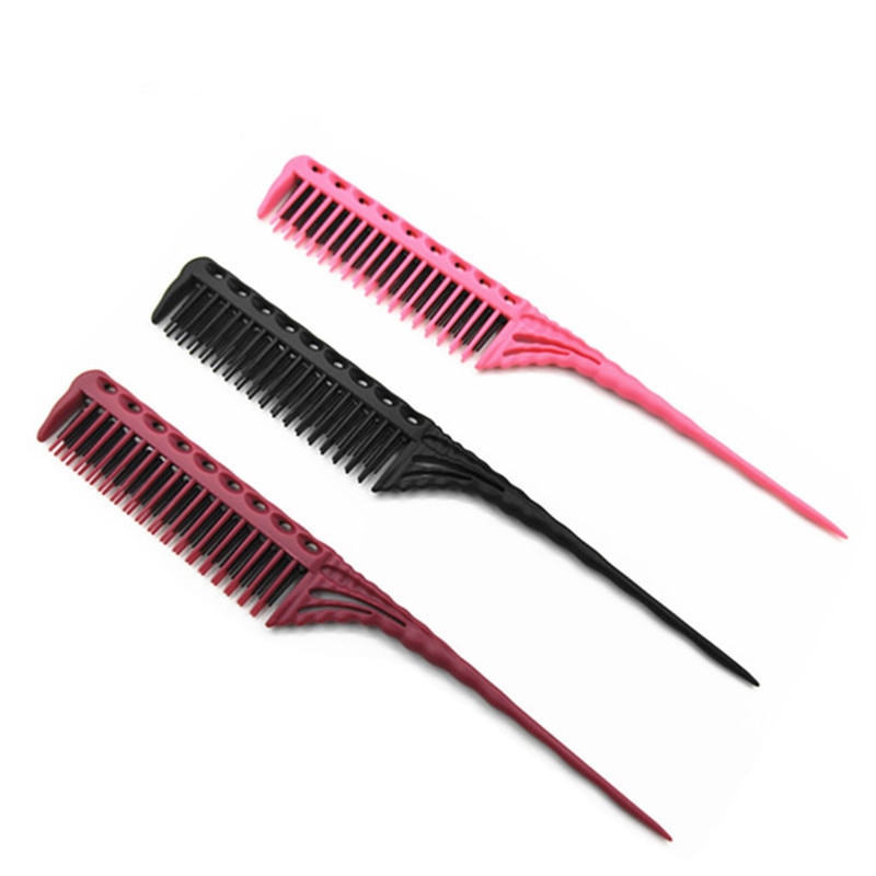 3-Row Teeth Teasing Comb Detangling Brush Rat Tail Comb Adding Volume Back Coming Hairdressing Combs