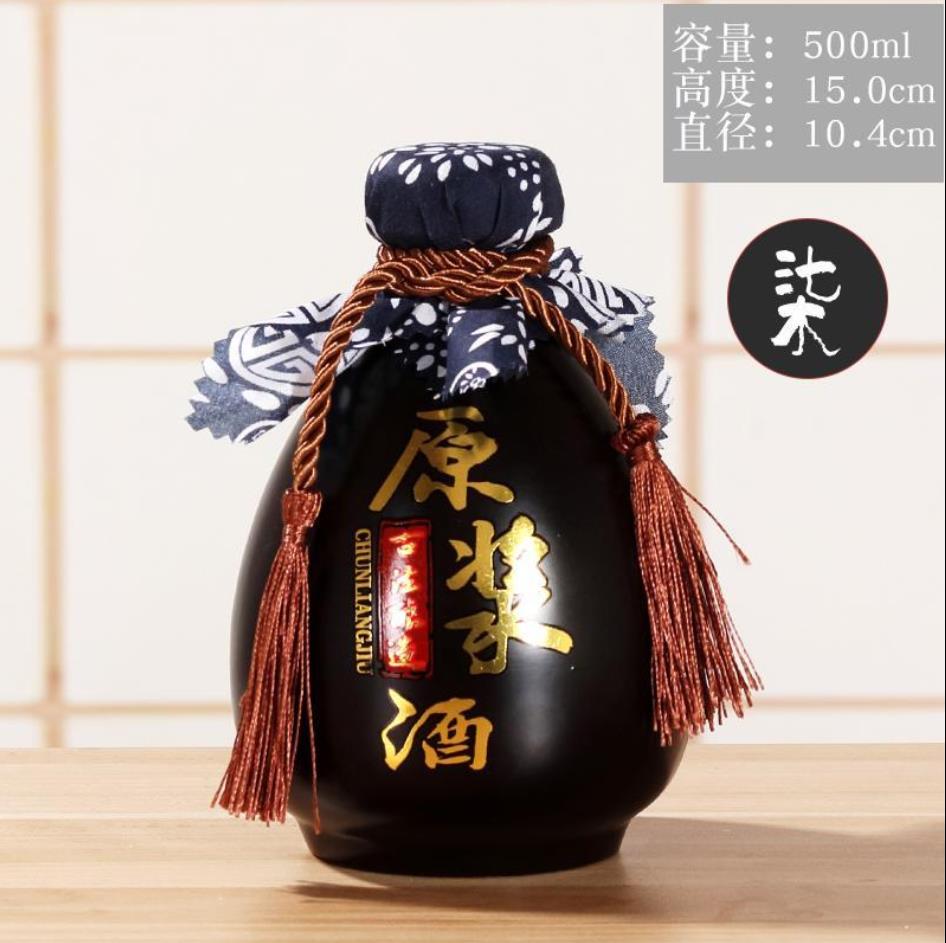 500ml retro vinflaske samling indsamle keramik kinesisk stil tom vinflaske selvbrygget gem flaske dækning  e0948: 5