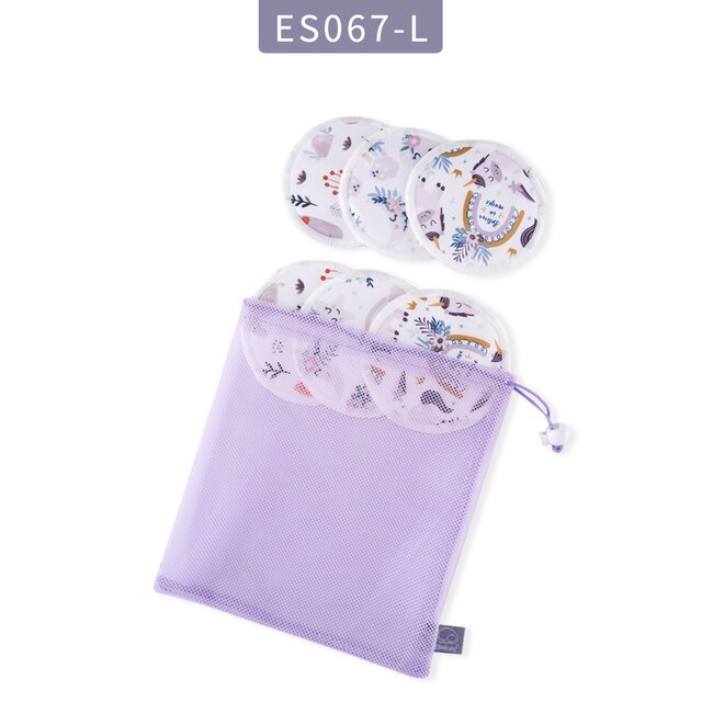 Mora Mona 6 Stks/set Zacht Ademend Bamboevezel Verpleging Pads Wasbare Zoogcompressen Voor Borstvoeding Vrouwen En Borstvoeding: ES067-L