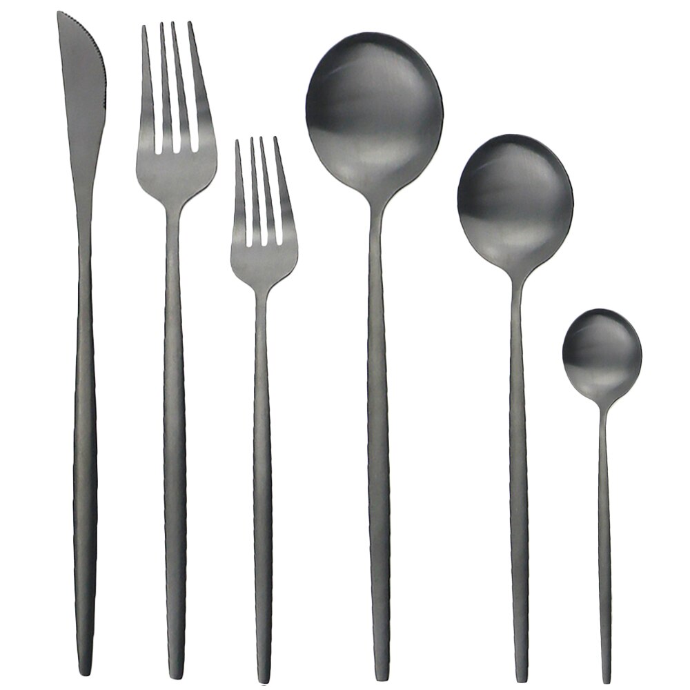 Juego de cubiertos mate de oro rosa de 36 Uds., juego de vajilla de acero inoxidable 304 para postre, tenedor, cuchara, cubertería, vajilla de cocina: 36Pcs Black
