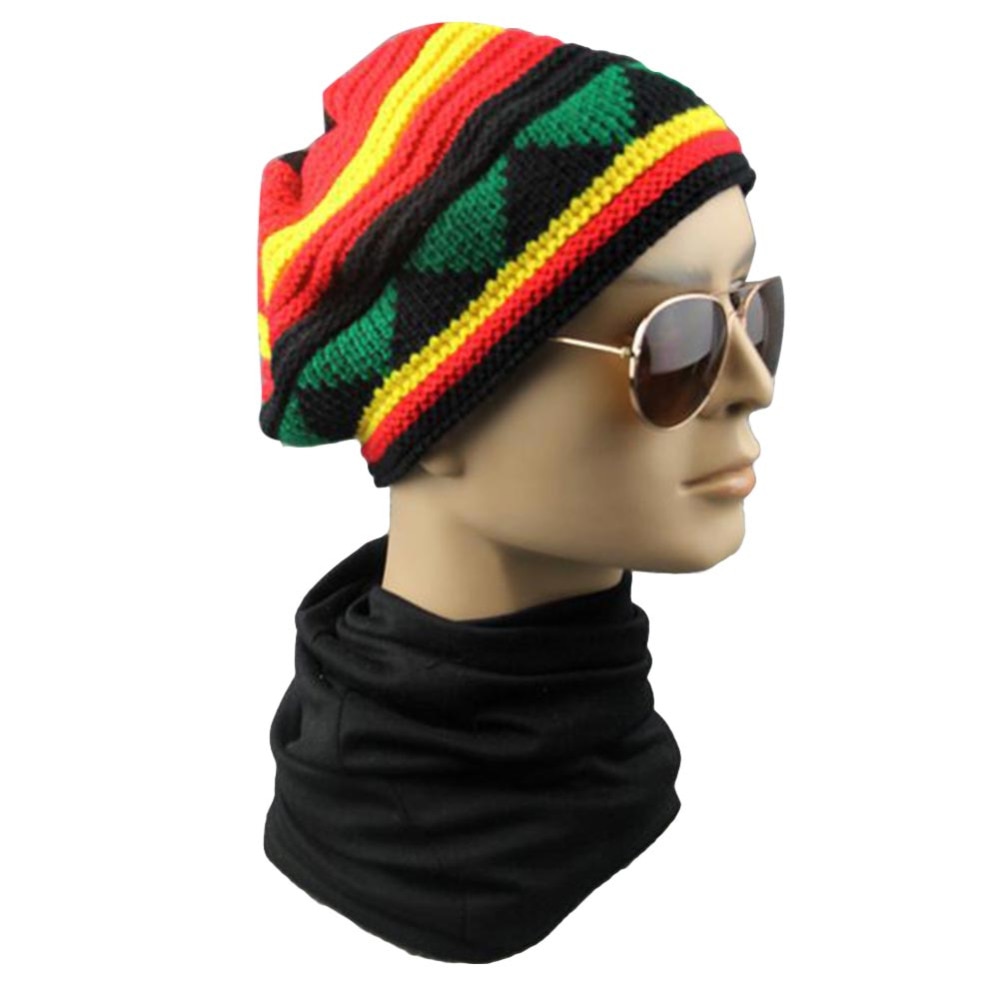 Hip hop flerfarvet stribet kasket damer skuilles hue vinter rasta reggae hatte bob jamaicanske hatte til mænd kasketter gorro