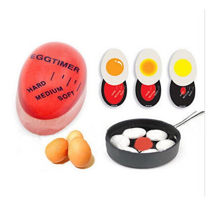 1pcs Egg Perfect Color Changing Timer Yummy Soft Hard Boiled Eggs Cooking Kitchen Eco-Friendly Resin Egg Timer Red timer tools