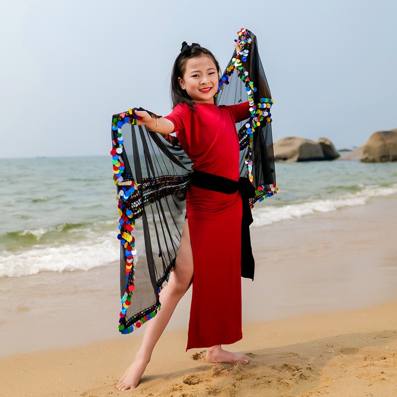 Costume Baladi Shaabi Saidi pour enfants, ensemble 4 pièces, Robe de danse du ventre, tenue de spectacle, Robe ample pour filles