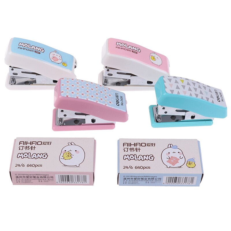 1 Pcs Cartoon Mini Stapler Set Office School Supplies Staionery Paper Clip Binding Binder Book Sewer