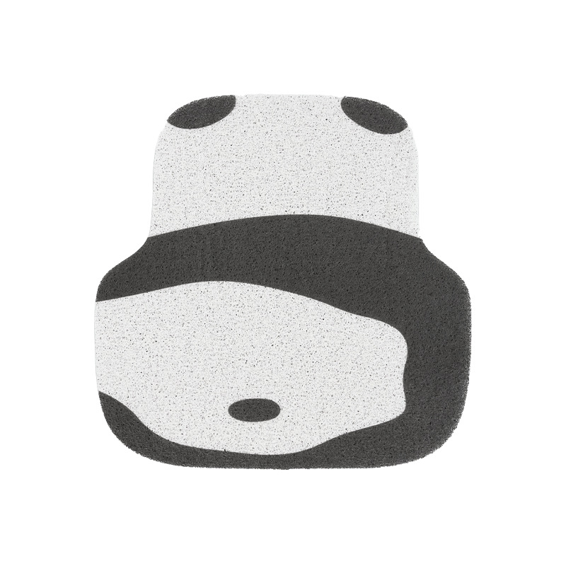 Panda Cartoon Car Floor Mats, Cute Silk Circles, Easy To Clean, Anti Dirt Car Floor Mats, General Car Interior Products: WHITE