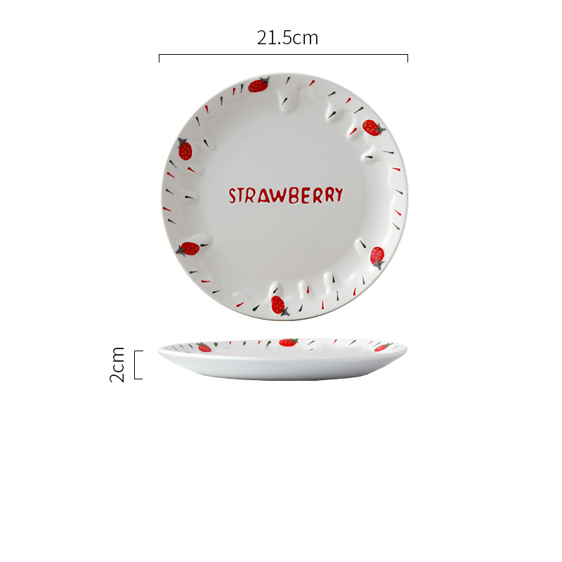 Cute Strawberry Ceramic Bowl Fruit Salad Bowl Yogurt Dessert Bowl Ins Tableware Rice Bowl Single Oatmeal Breakfast Bowl: I