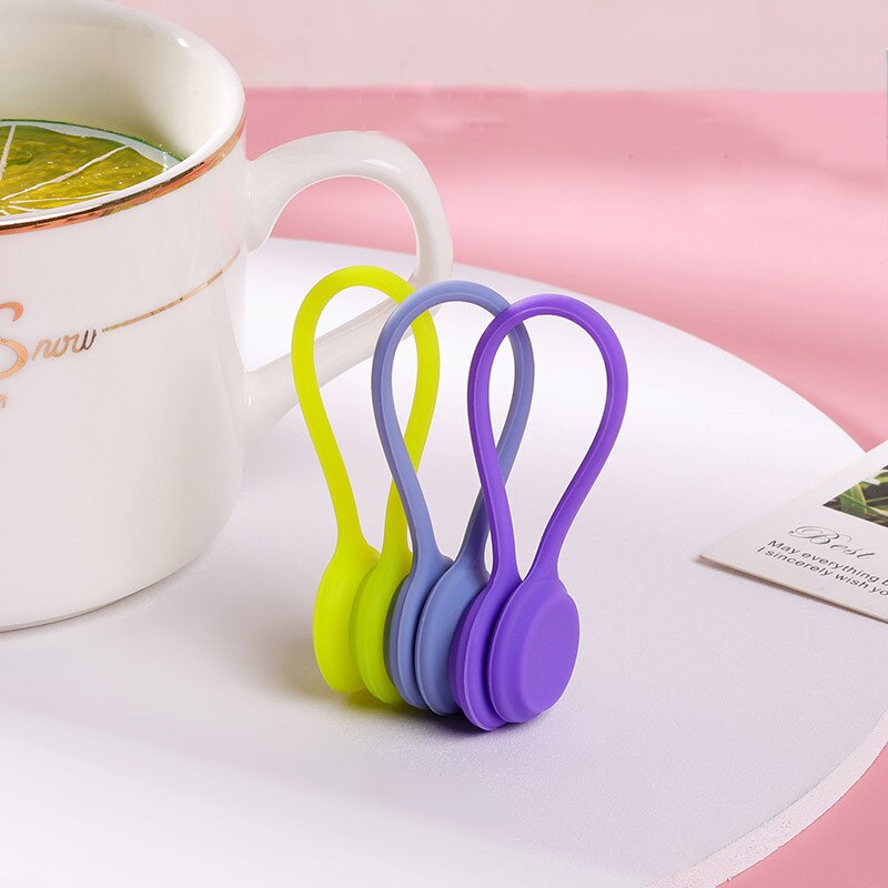 3Pcs Cute Magnet Headphone Clip Kawaii Wire Data Cable Protector Holder Winder Organizer Office Desk Korean Accessory Kit Set: A-3pcs