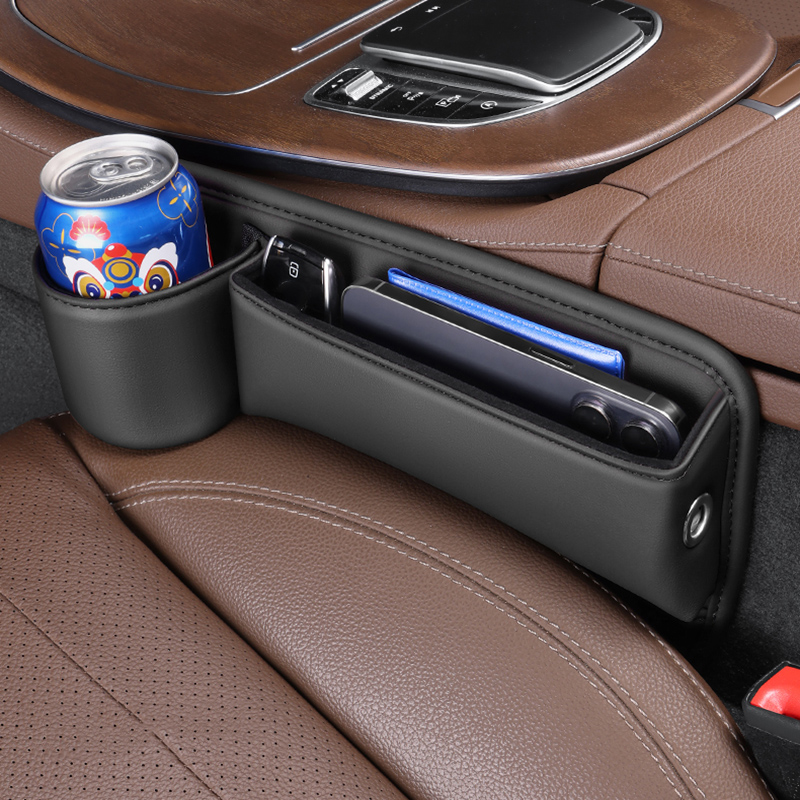 Caja de almacenamiento organizadora para espacio de asiento de coche, cartera multifunción de bolsillo, llaves, tarjetero, soporte para teléfono, caja de almacenamiento portavasos automático, 1 Uds.
