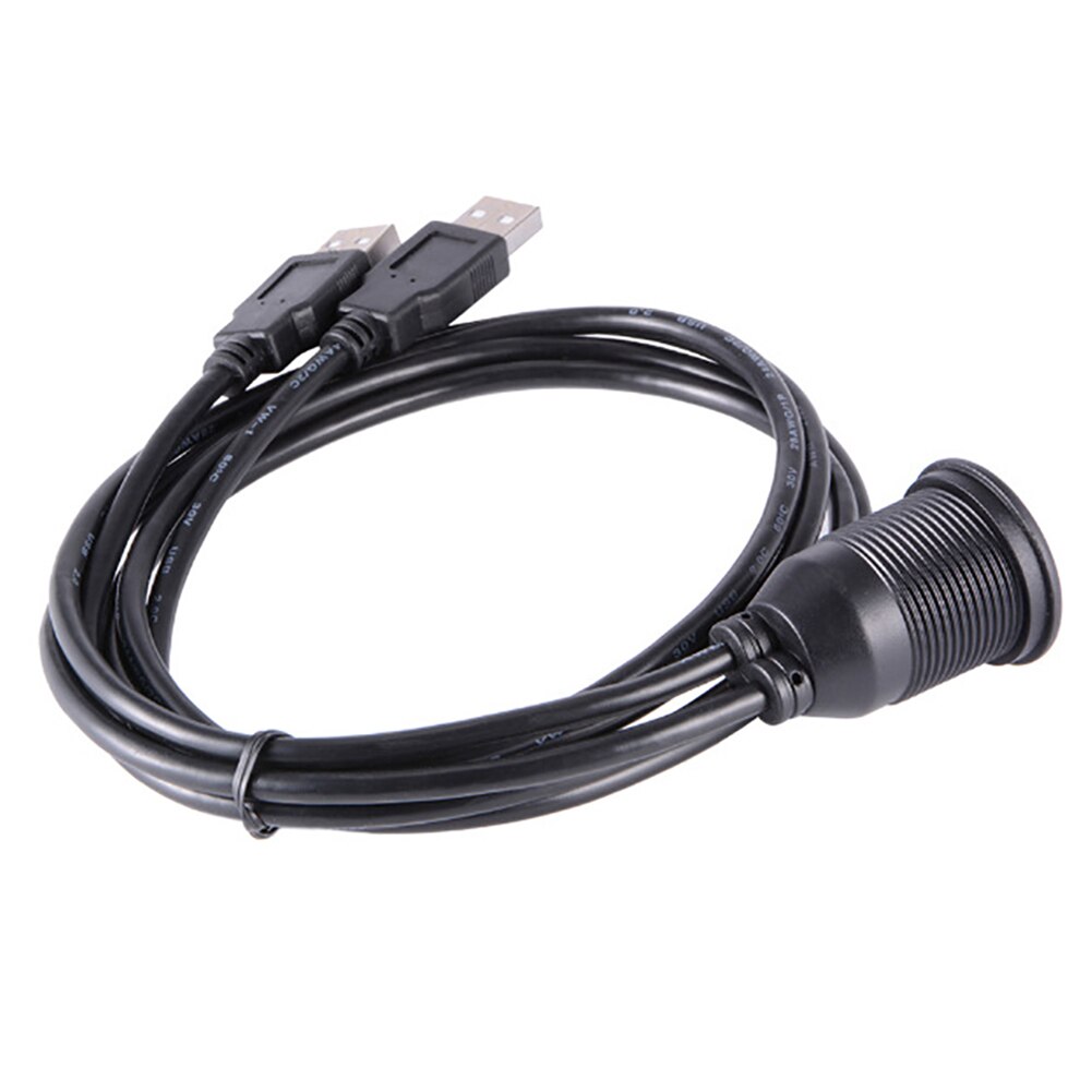 Car Truck Dashboard Flush Mount Dual USB Male to Female Extension Cable Kit