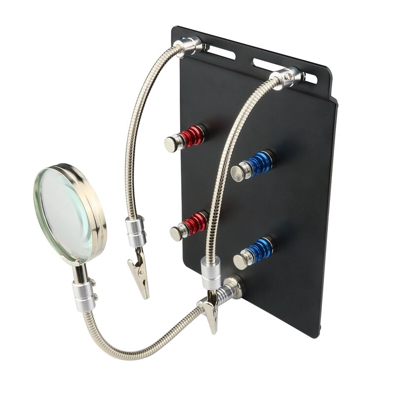 Helping Hand Third Hand Soldering Tools Flexible 360 degree Stainless Steel Arms 3X Magnifying Lamp With Heavy Duty Base And Rot