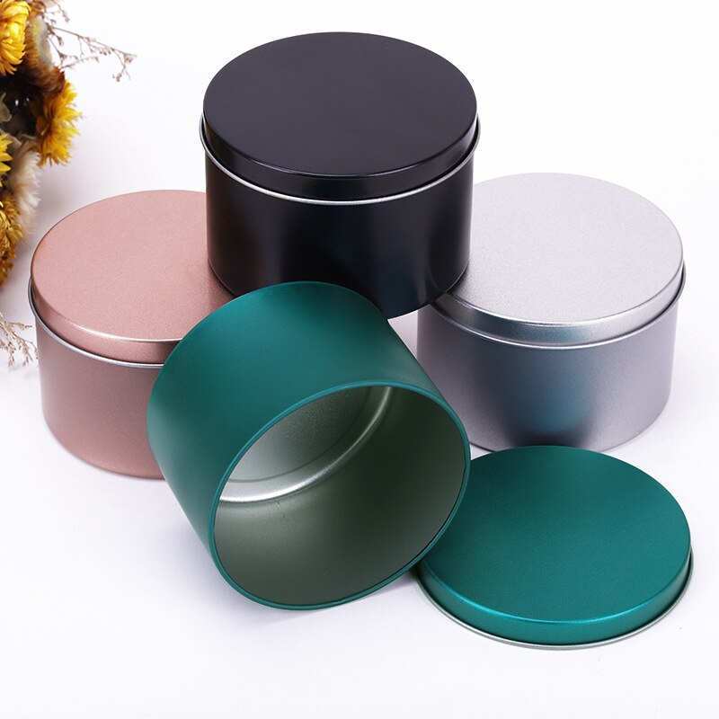 Tarros de Metal para hacer velas, contenedores con tapas para velas, almacenamiento de latas a granel, 8 onzas